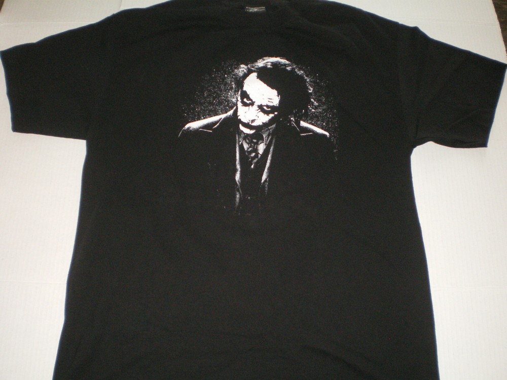 Joker The Dark Knight Batman Heath Ledger Black DC Comics T-Shirt Large