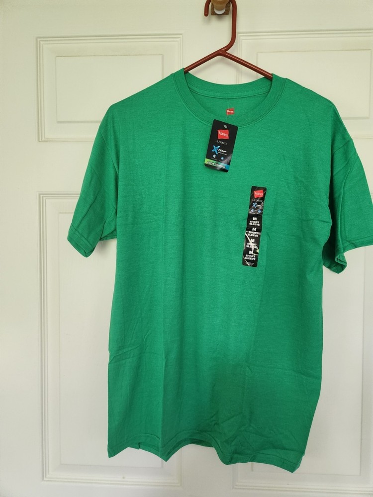 Hanes Ultimate X-Temp Short Sleeve T-Shirt Green -M- Cooling Wicking