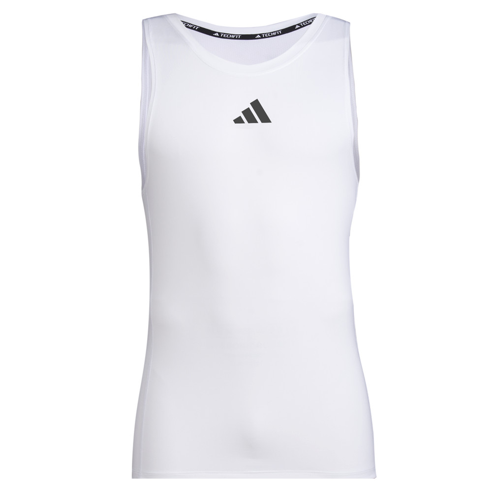 adidas Techfit Crew Neck Athletic Tank Top Mens White Casual Athletic HZ6991-A