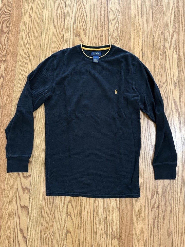 Polo Ralph Lauren Men’s Waffle Thermal Long Sleeve Black Sleep Shirt Sz L