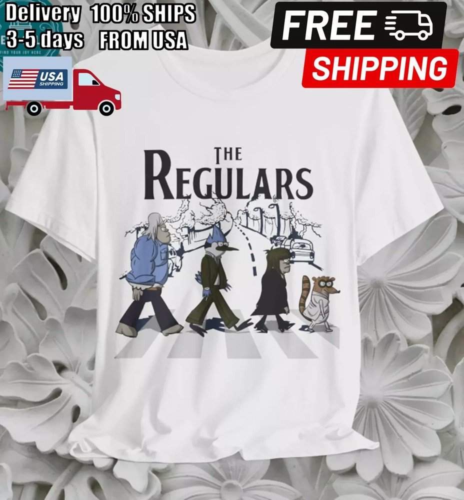 Regular Show T-shirt, The Beatles, Mordecai, Rigby, Benson, Mitch, Cartoon, TV