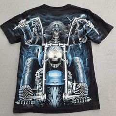 Rock Eagle T Shirt Men’s M Blue Skeleton Biker Glow In The Dark Skull Black