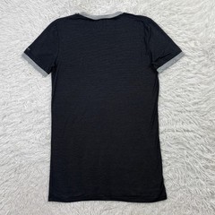 Ermenegildo Zegna Shirt Mens XS Black Striped Slim Stretch Micro Modal Jersey T