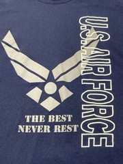 US Air Force Navy Blue Graphic Crew T Shirt The Best Never Rest Sz 2XL Military