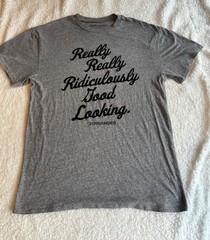 Official ZOOLANDER Movie Promo Quote T-Shirt Gray Felt Text Graphic Tee Medium