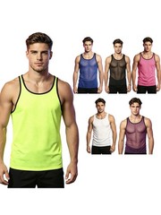 Men Muscle Shirts Sheer Transparent Tops Sleeveless Slim Fit Stringer Tank Top