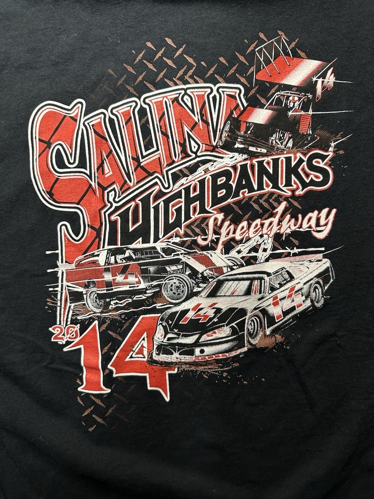 Salina Highbanks Speedway Racing T Mens L Race Car Graphic Dirt Track