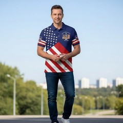 HOT!!! 250th Birthday Patriotic Polo Mens USA 1776-2026