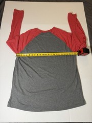 Men’s XL Gray Red Raglan Baseball Shirt Triblend Soft Long Sleeve Tee New