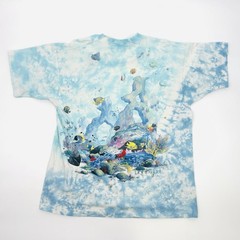 Vintage 90s Liquid Blue T Shirt Coral Reef AOP 1992 Ocean Aquatic Paradise VTG
