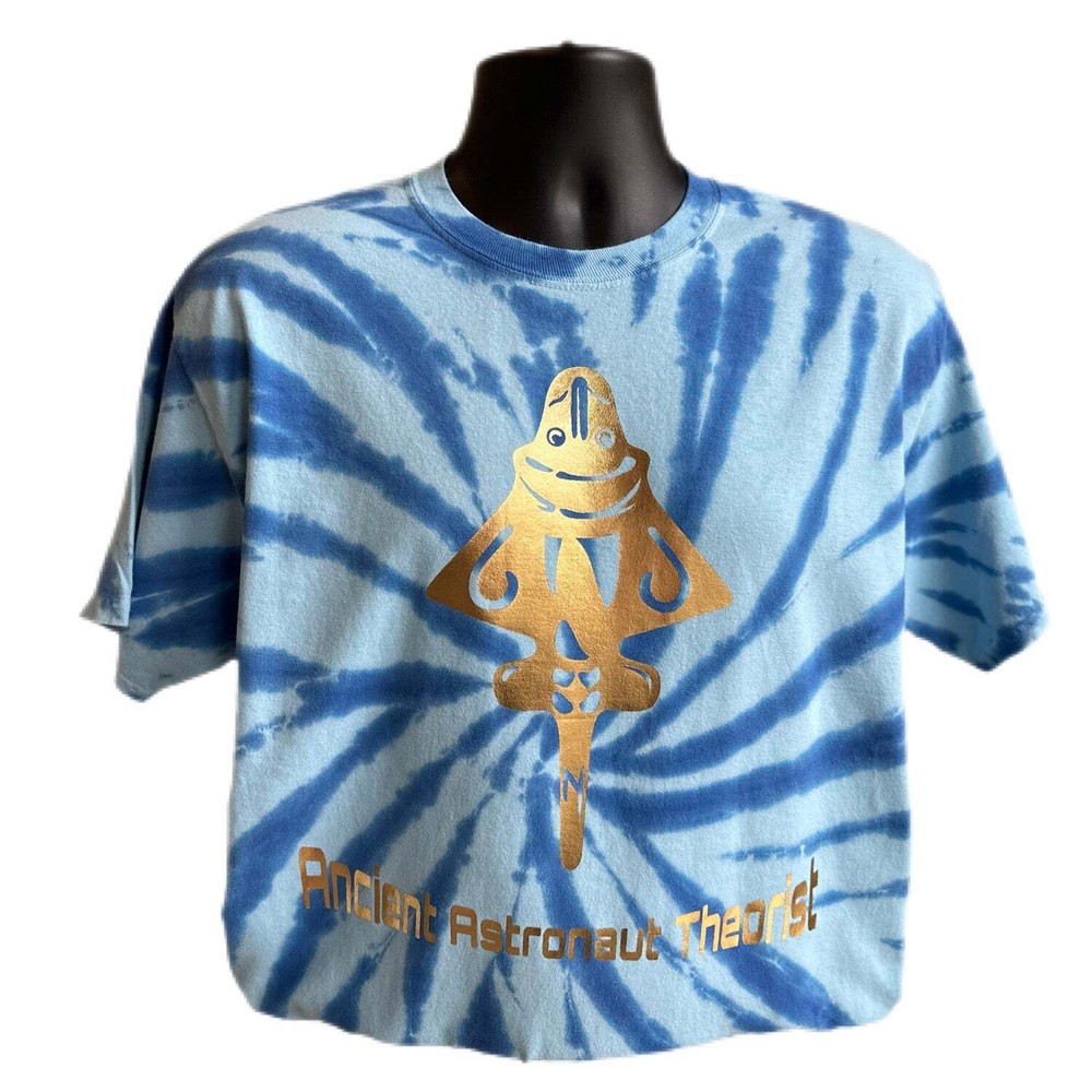Astronaut Blue Tie Dye T-Shirt – Gold Foil Design, Comfortable Fit, Cosmic Style