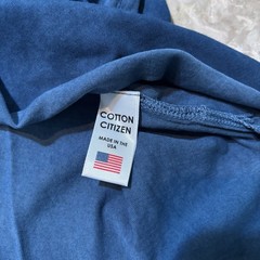 Cotton Citizen Shirt Mens Large Blue Short Sleeve Raw Split Hem 100% Supima USA