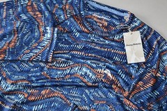 Tommy Bahama Tee Shirt Monte Rio Geo Island Zone Performance Blue LS Medium M