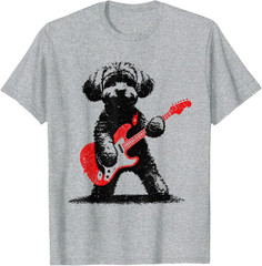 Funny Rock Maltipoo Dog Playing Guitar Music Lover Dog Kids Adults T-Shirt