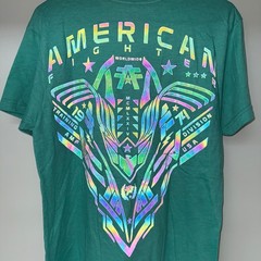 American Fighter Large Aqua Blue Foil Print Buckle Exclusive Reflective BKE MMA