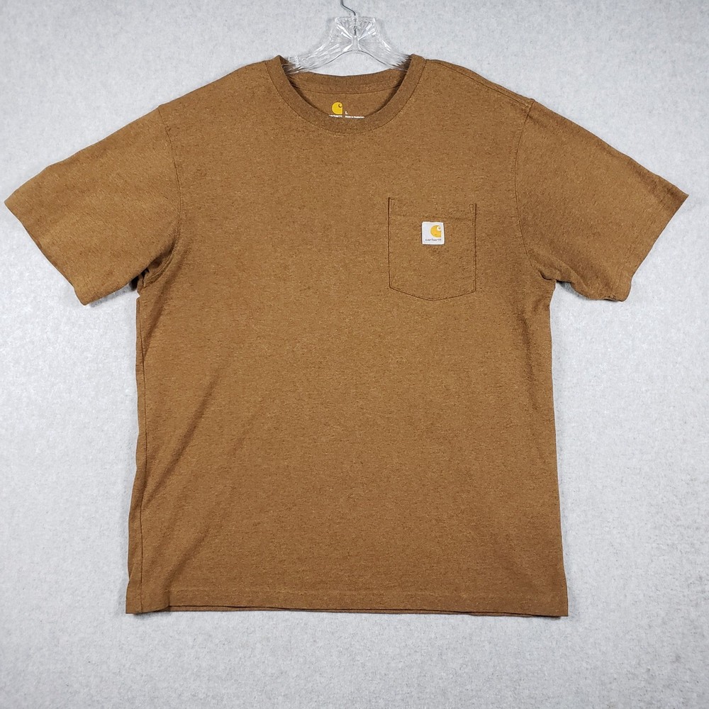 Carhartt Mens K87 Pocket T-Shirt Large Brown Heather Original Fit Cotton Blend