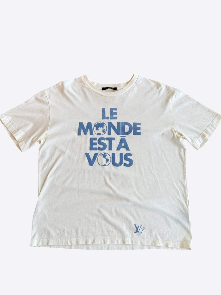 Louis Vuitton White & Blue Le Monde Est A Vous T-Shirt