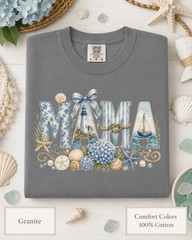 Coastal Mama Shirt, Comfort Colors Lighthouse Hydrangea Tee, Mom Beach Gift