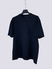 Louis Vuitton LV Embroidery Logo Damier Cotton Pique T-Shirt Navy Blue Size L
