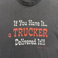 Vintage Truckers only shirt mens Large black 90s Truck driver funny faded