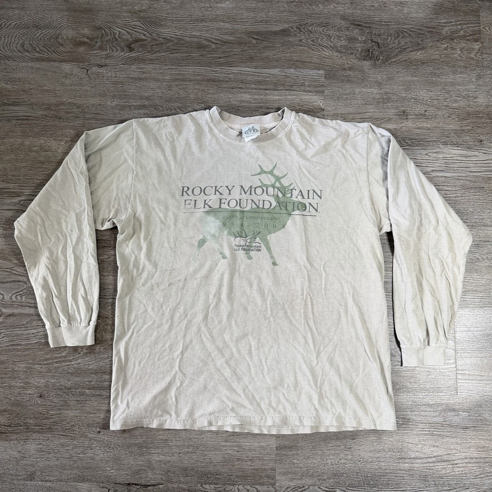 Vintage Y2K Rocky Mountain Elk Foundation T Shirt Mens XL Nature Animals 20th