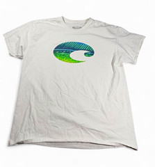 Costa Men’s XL White Dorado Fish Graphic Logo Crew Neck Short Sleeve T-Shirt