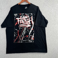 Y2k Fresh Graffiti Graphic T-Shirt Black 2XL Streetwear Urban Paint Splatter Tee