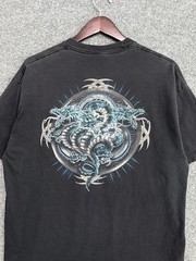 Vintage Top Heavy Dragon T Shirt Size XL Art Skater 90s Y2K Streetwear Black