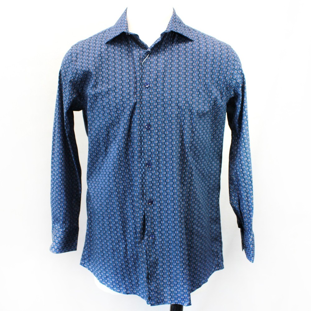 Stacy Adams Modern Fit Vintage Geometric Diamond Print Men’s Shirt Retro XL