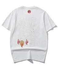 Men Embroidery Dragon T Shirt Hip Hop Streetwear Cotton Short Sleeve Tee