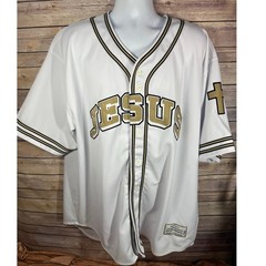 Colosseum Athletics Jesus Christ Baseball Jersey — White Stitch Logos 2XL