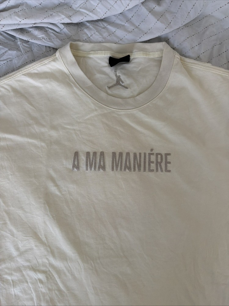 Jordan x A Ma Maniére Beige Men’s XL Graphic Logo Crewneck T-Shirt