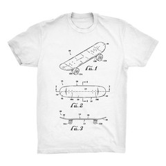 Skateboard Patent T-Shirt. Skateboarding Cotton Shirt. Black White or Gray NEW