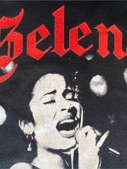 Official Selena Quintanilla Graphic T-Shirt Black/Red Gothic Font Large Unisex
