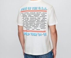 New Bruce Springsteen Born In The USA Mens Medium 84/85 Tour Cities White Tee