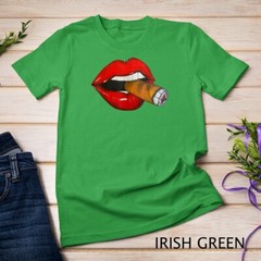 Sexy Women Smoke Cuban Cigar Lit Red Lips Smoking Cigar T-Shirt Unisex T-shirt