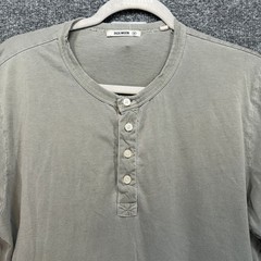 Buck Mason Henley Shirt Mens Medium Green Cotton Curved Hem Casual Tee Basic