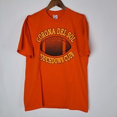 Vintage Football Touchdown Club T-Shirt Mens Large Orange SS JERZEES Made in USA