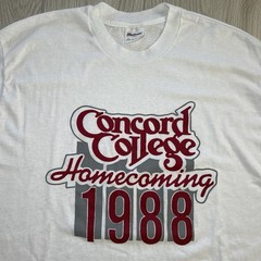 Vintage 80s Concord College Homecoming 1988 T-Shirt Single Stitch White Men’s XL