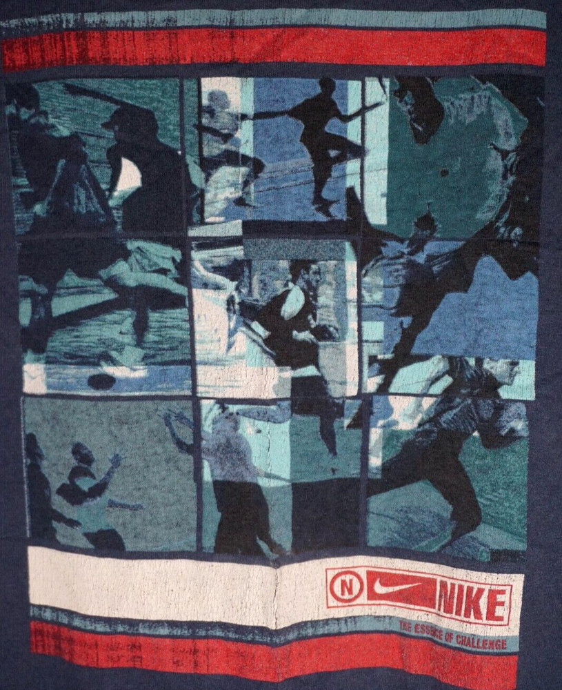 Vintage 90s Nike Basketball White Tag Tee Shirt Large Mens Double Sided Blue