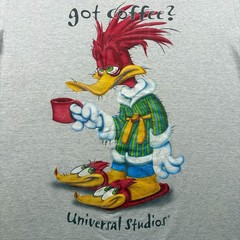 Vintage Universal Studios T-Shirt Mens OSFA Sleep Woody Woodpecker Got Coffee