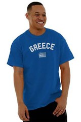 Greece Country Flag National Pride Greek Gift Adult Short Sleeve Crewneck Tee