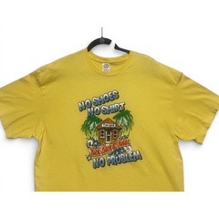 No Shirt No Shoes No Problem Tiki Bar T Shirt Men’s 2XL Yellow Delta Pro Weight