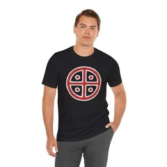 Red & White Solar Cross T-Shirt | Ancient Sun Symbol Graphic Tee Shirt
