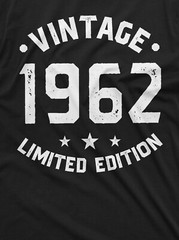 Vintage 1962 Limited Edition T-Shirt Personalized Gift Tee 40th 50th 60th Tee