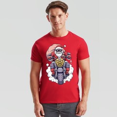 Santa Claus Motorcycle Christmas Mens T-Shirt Holiday Graphic Tee