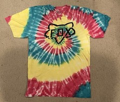 Fox Racing Men’s Medium Tie-Dye T-Shirt Graphic Motocross Tee Rainbow