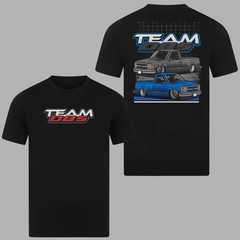 Team OBS Chevrolet Truck T-Shirt, Gray and Blue Lowered Pickup Graphic Tee 2 Sid