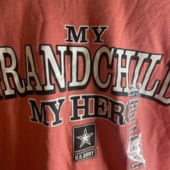 Size Large- Official Licensed US Army T-Shirt “My Grandchild My Hero” Unisex