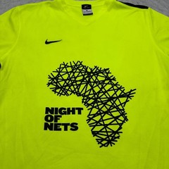Nike Dri Fit T Shirt Neon Yellow Night of Nets Short Sleeve Mens Size Medium M